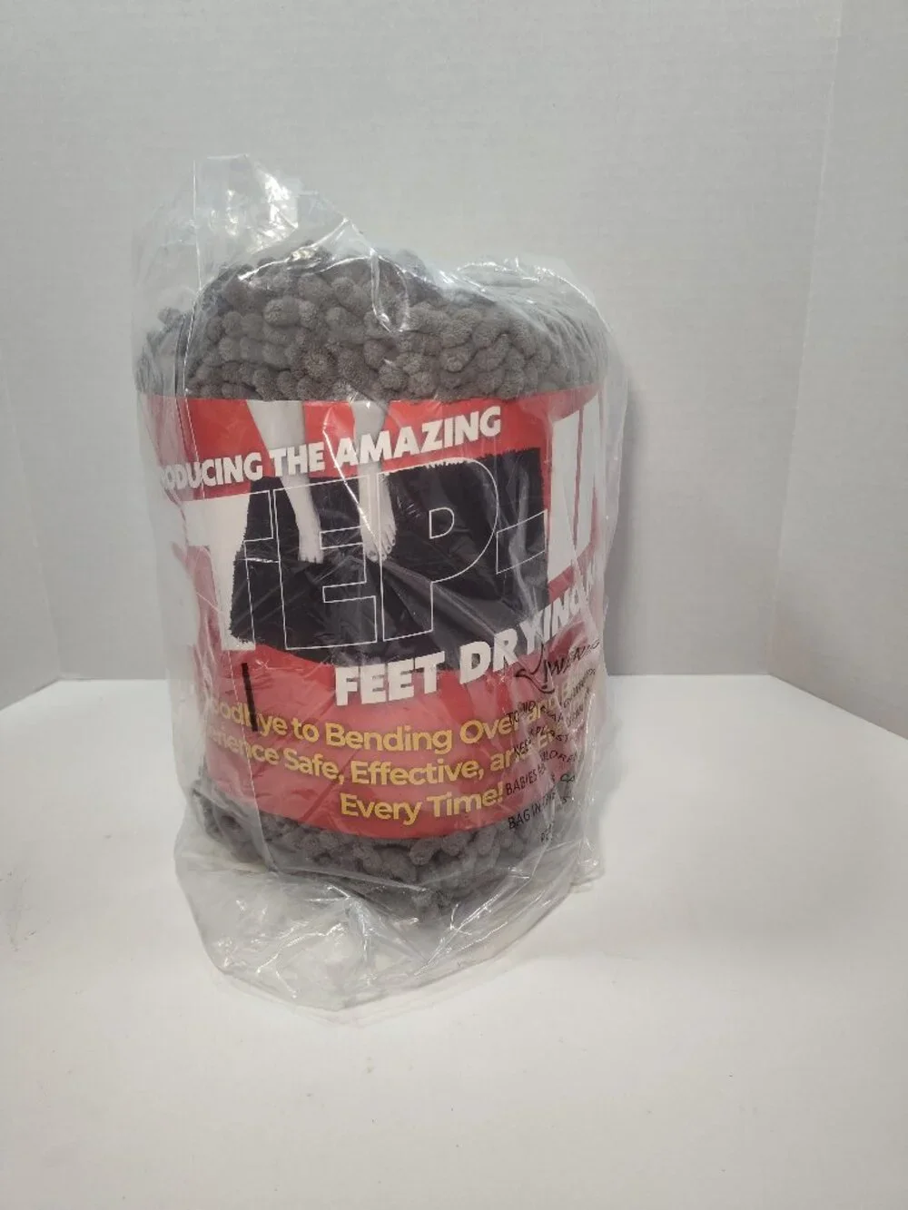 whatAMate Feet Dryer Bath Mat No Bend Chenille Rug Gray Non Slip Quick Dry NEW